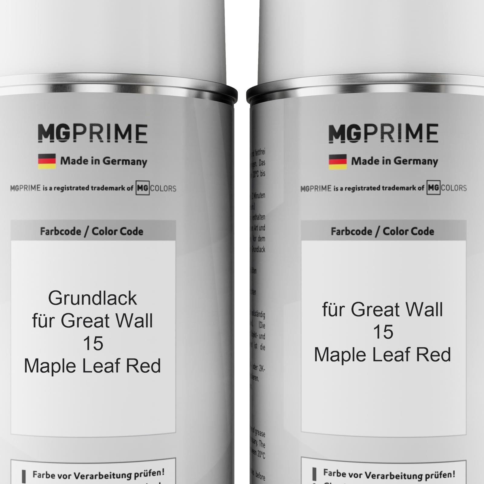 MG PRIME Vernice per auto Bombolette per Great Wall 15 Maple Leaf Red +2K | Kit vernice di fondo + base + trasparente 2K, bombolette spray 400ml