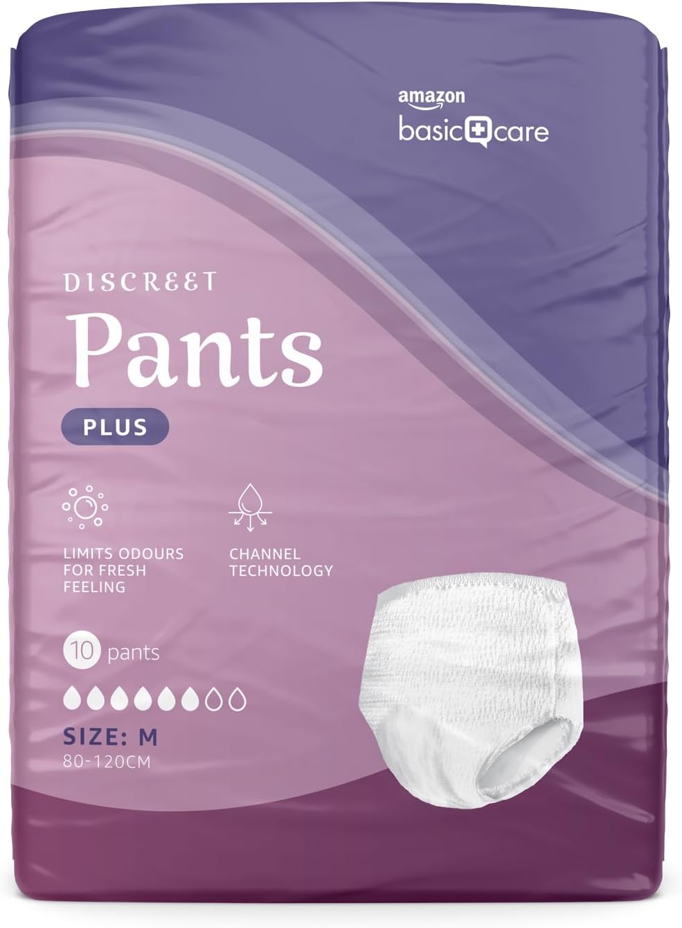 Amazon Basic Care Lady Pants Plus Medium – 40 Count (4 Packs of 10), White Amazon Basic Care Lady Pants Plus Medium – 40 Count (4 Packs of 10), White