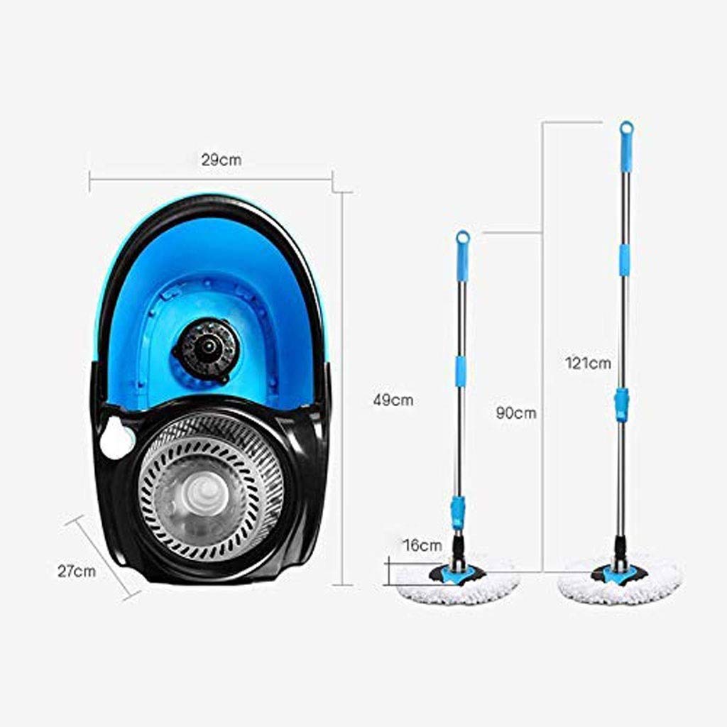 Mopa rotatoria， Juego de cubos for trapeador giratorio for limpieza de pisos de cocina en casa, uso en seco y húmedo sobre baldosas de madera dura con 2 cabezales de trapeador de microfibra lavables