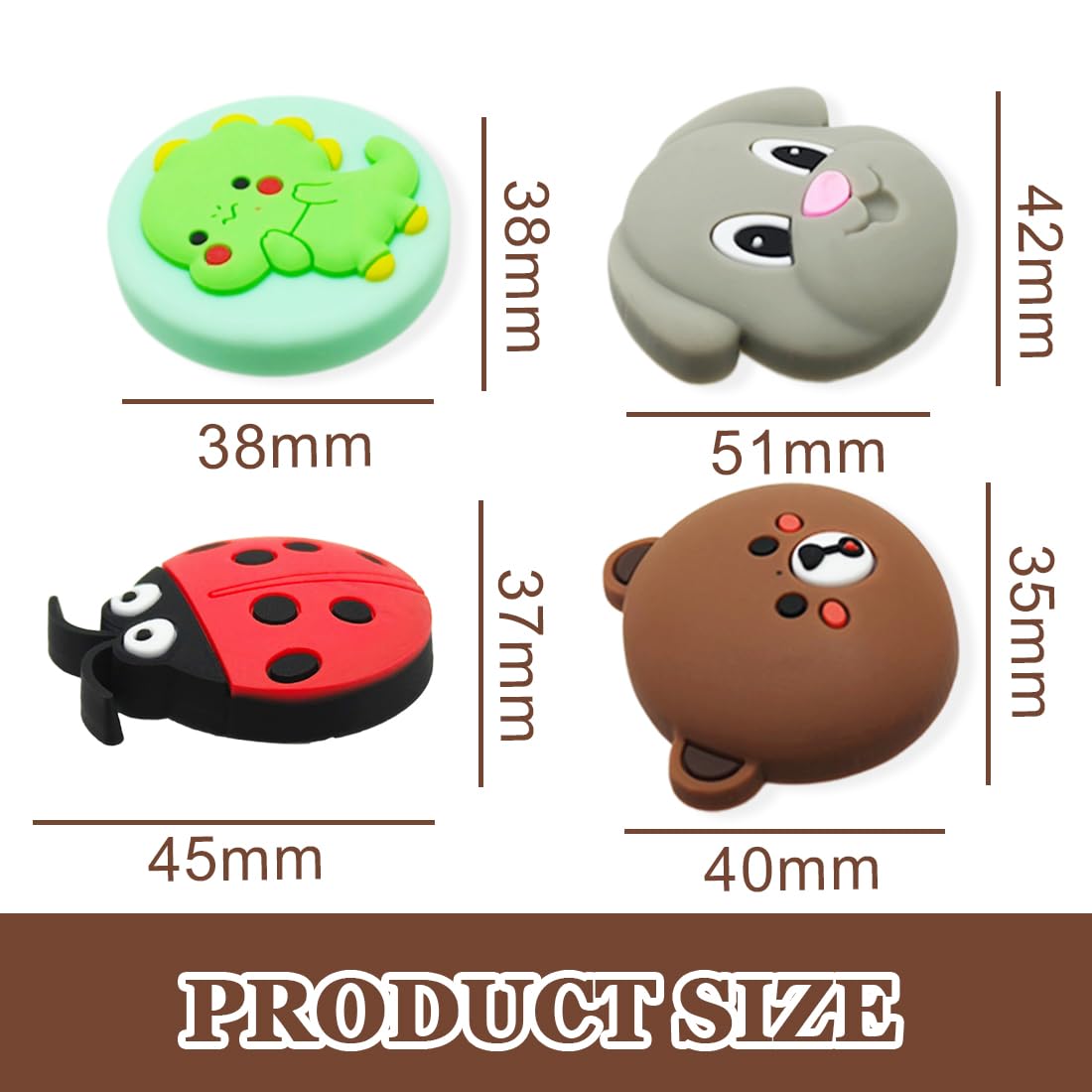 Lot De 4 Poignée Meuble Boutons D'Armoire En Caoutchouc Pour Chambre D'Enfant Boutons De Meubles En Forme D'Animal Pour Enfants Boutons D'Armoire Avec Vis Poignées Pour Armoires