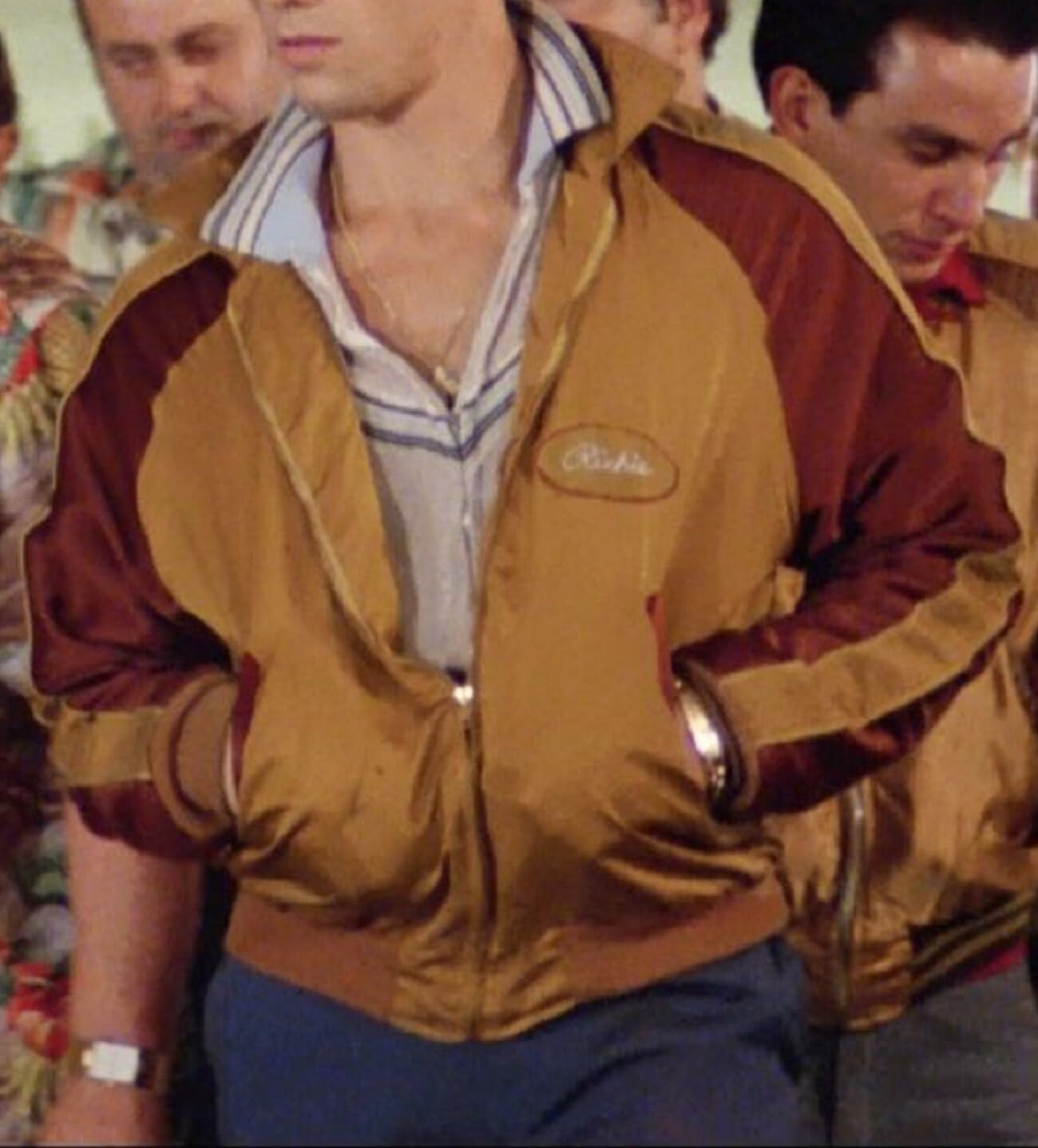 Bomber da uomo ispirato al film anni '90 retrò Varsity Polyster Satin