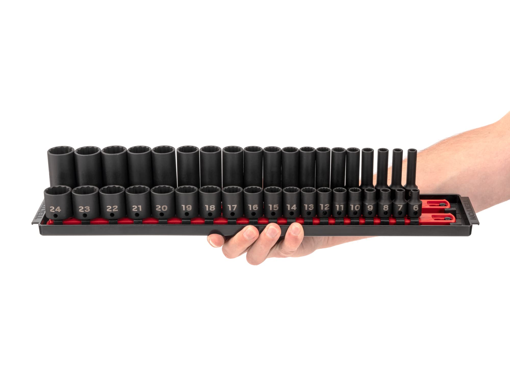 のん TEKTON 3/8 Inch Drive 12-Point Impact Socket Set with Rails