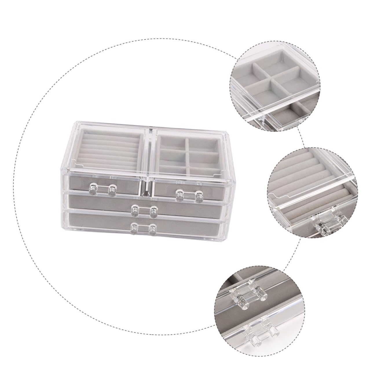DOITOOL Organizer Trucchi e Gioielli in Plastica, Scatola 3 Livelli e 4 Cassetti, Grande Capacità, la Scrivania la Camera da Letto