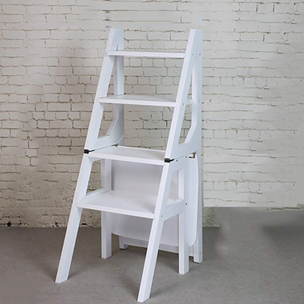 Escabeau pliant 2 marches blanc double usage gain de place