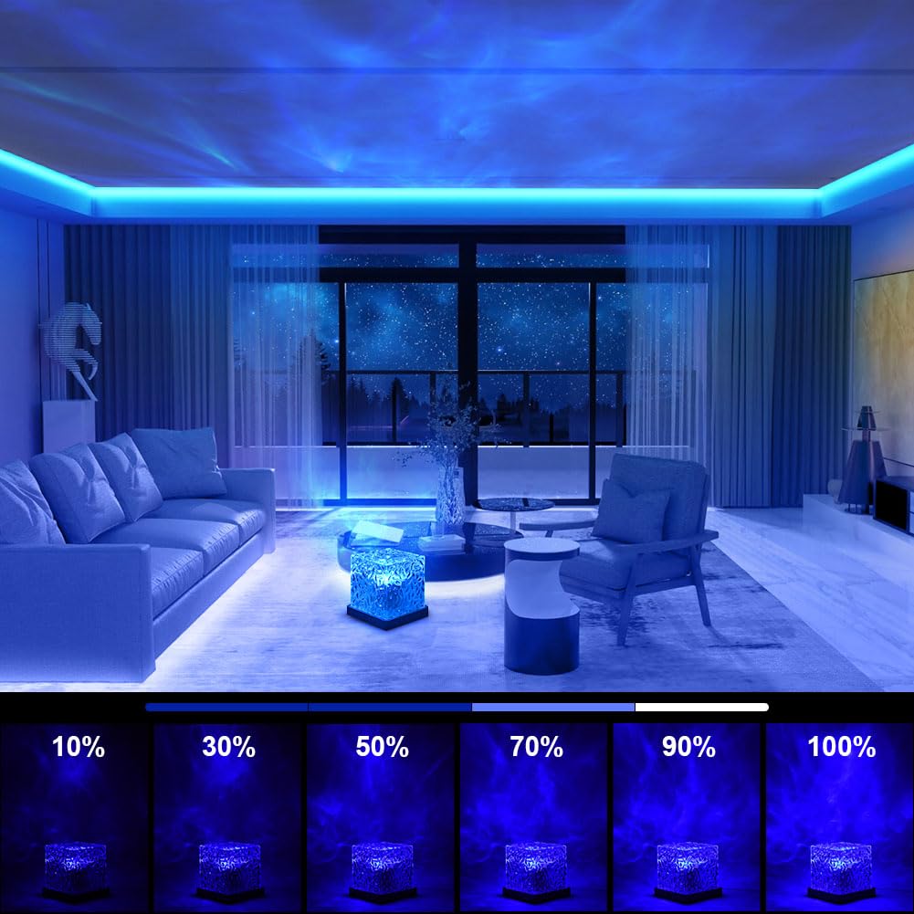 URAQT Luce Notturna con Increspatura dell'acqua, 16 Colori 30 Modalità, Luce Notturna 3D Rotante Dinamica don Increspatura dell'acqua, con Telecomando, Decorazioni per Camera da Letto/Regali di Natale