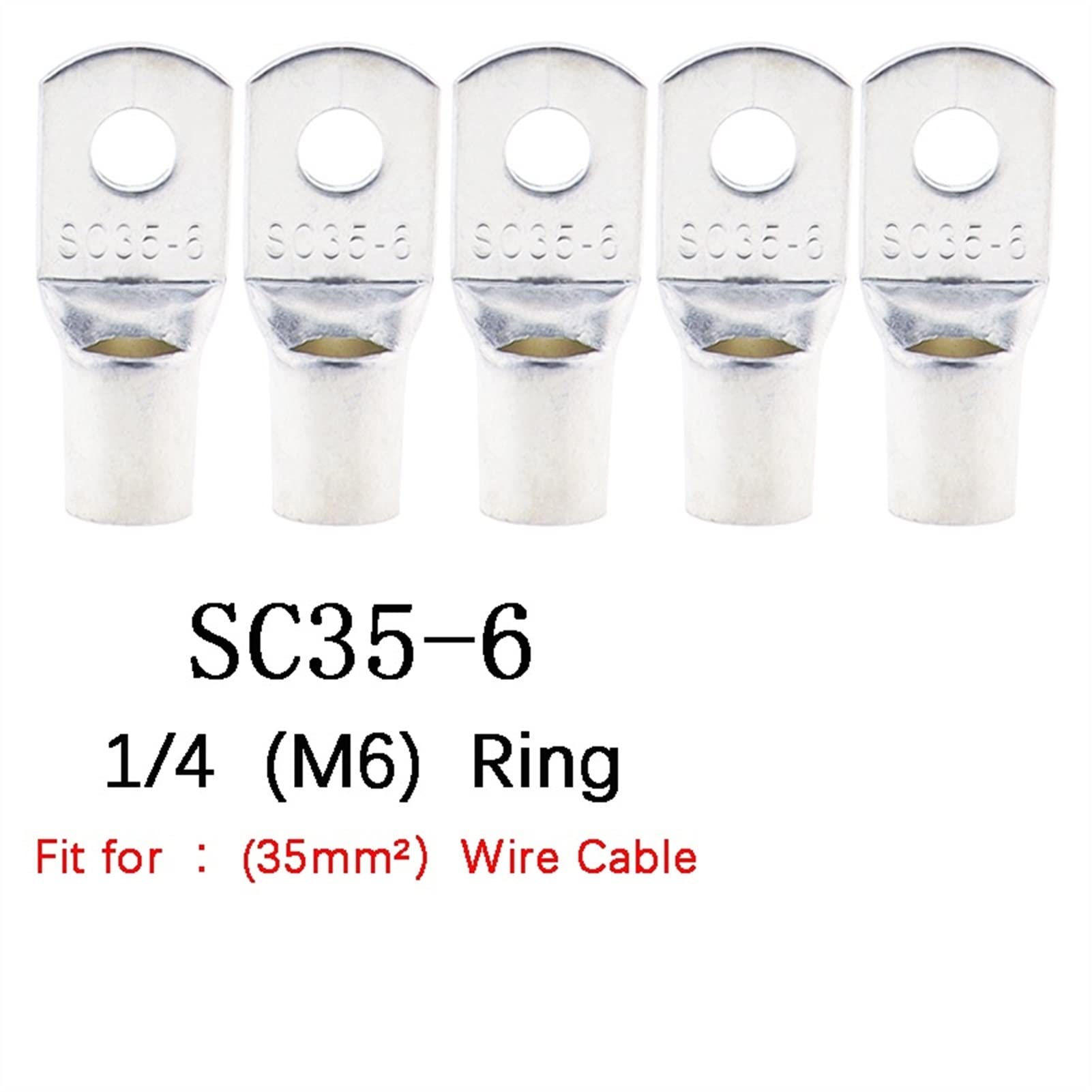 Ringklemmen 100/50/25/1 0pcs 4-2 5 mm Sortiment aus Kupfern mit Kupfer -Lugs Ring Crimpals Battery Draht Schweißkabelanschlüsse Kit (Color : SC35-6, Pins : 25PCS)