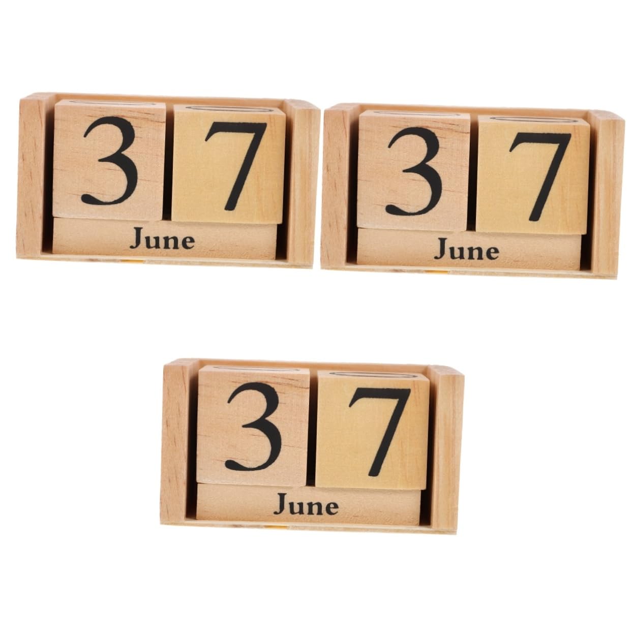 NUOBESTY 3pcs Wooden Calendar Blocks European Style Decorative Table Calendar Daily Use for Home Office Desk
