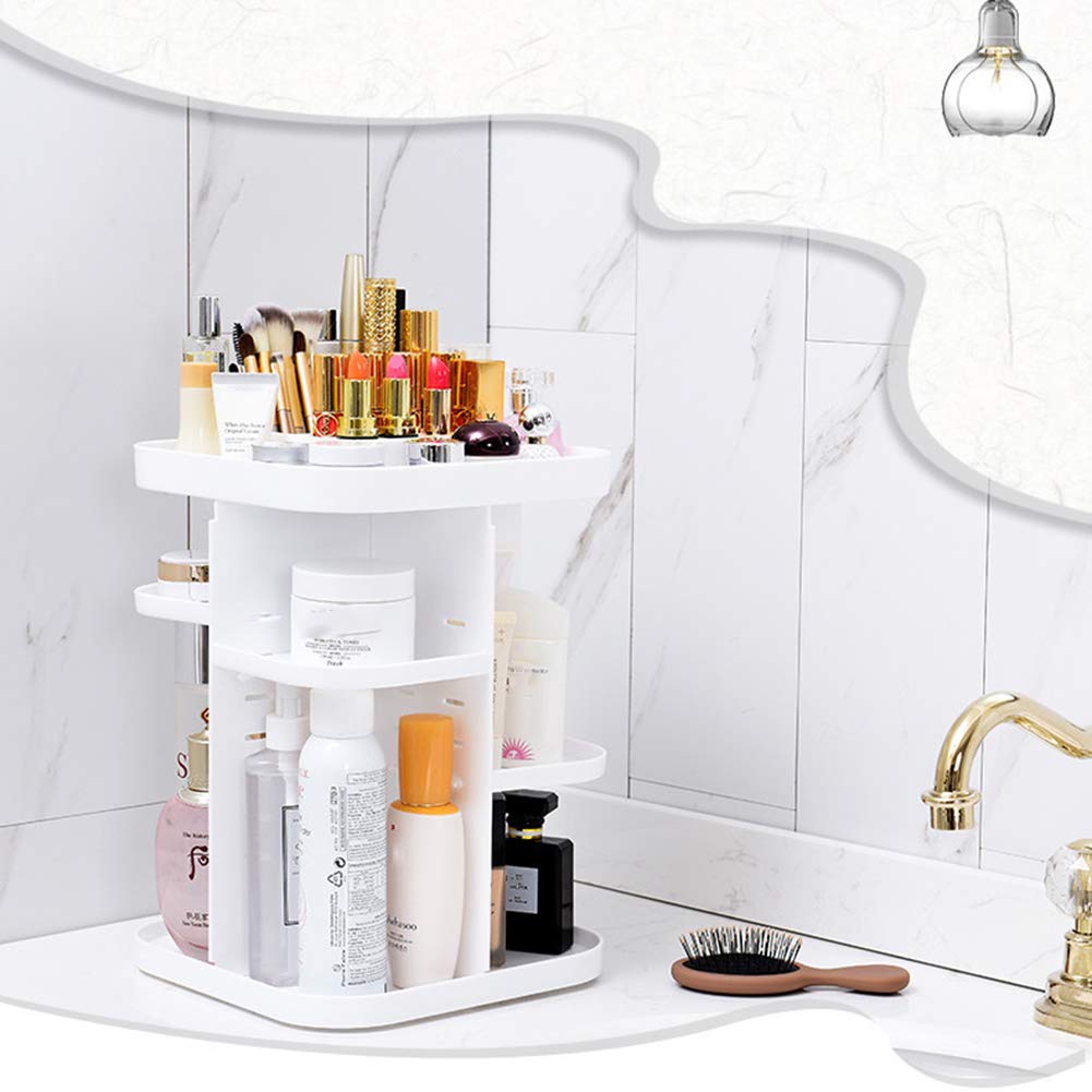Caja Organizador de Maquillaje 360° Giratorio, Grande Capacidad Cosméticos Organizadores con Bolso para Dresser Baño, Regalo para Niñas Mujeres Saludable
