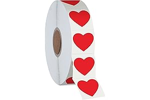 1,200 Red Heart-Shaped Stickers with Perforation