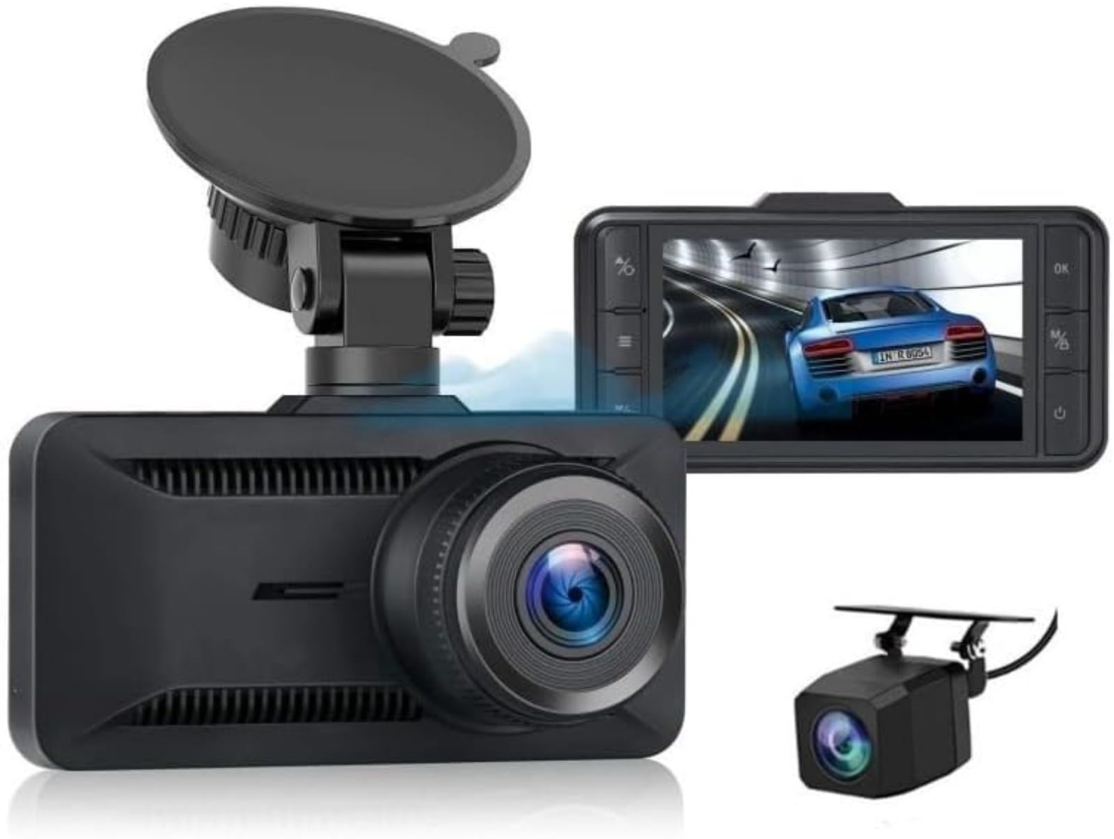 Oryzom Dashcam 4K Pro Enregistrement Ultra HD caméras Avant/arrière Capteur G WDR Vision Nocturne Surveillance 24h/24 1080P 32Go