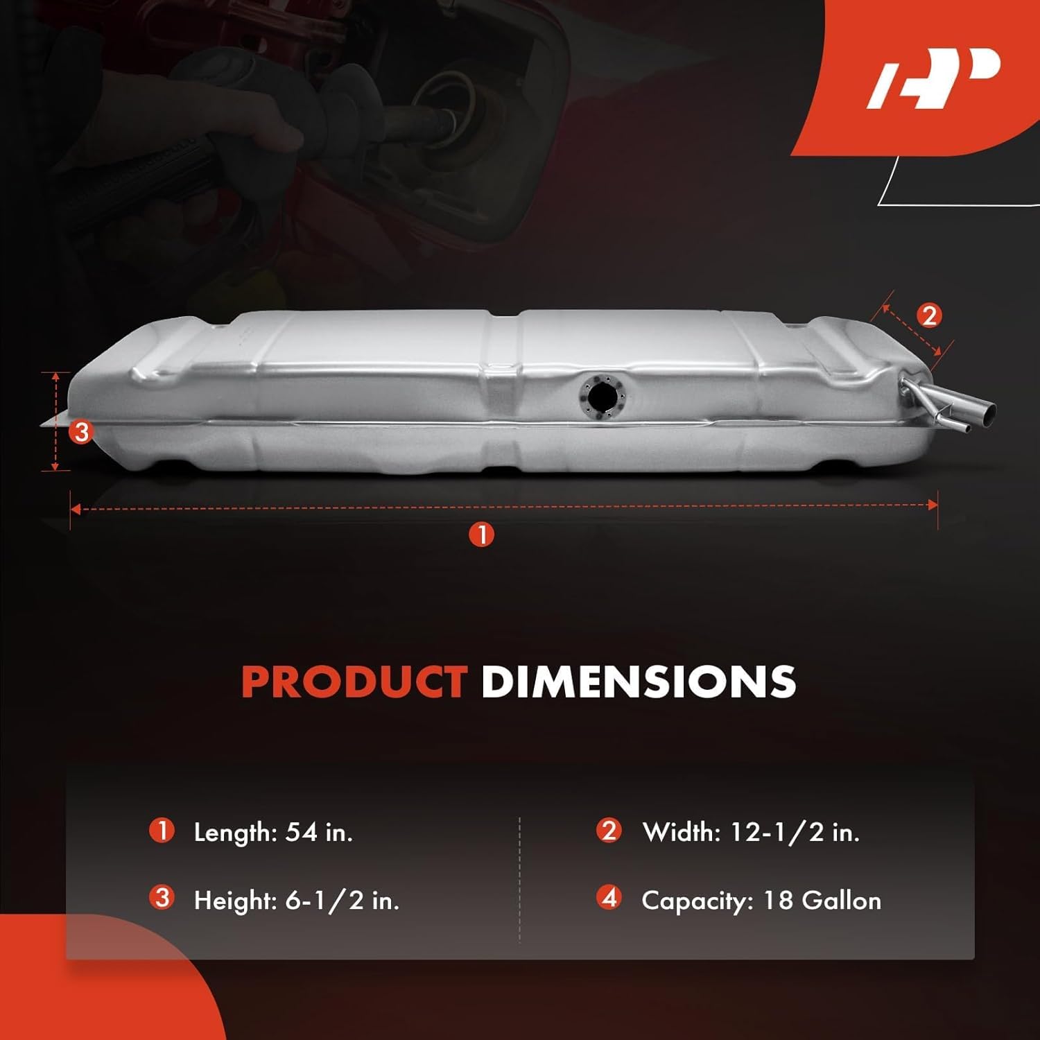 A-Premium Fuel Tank with O-Ring Compatible with Chevrolet Truck 1949-1953 3.5L 3.8L, Truck 1954 3.8L 4.3L & GMC Truck 1950-1952 3.7L, Truck 1953 3.7L 4.1L, Truck 1954 4.1L, Replace# 3847690