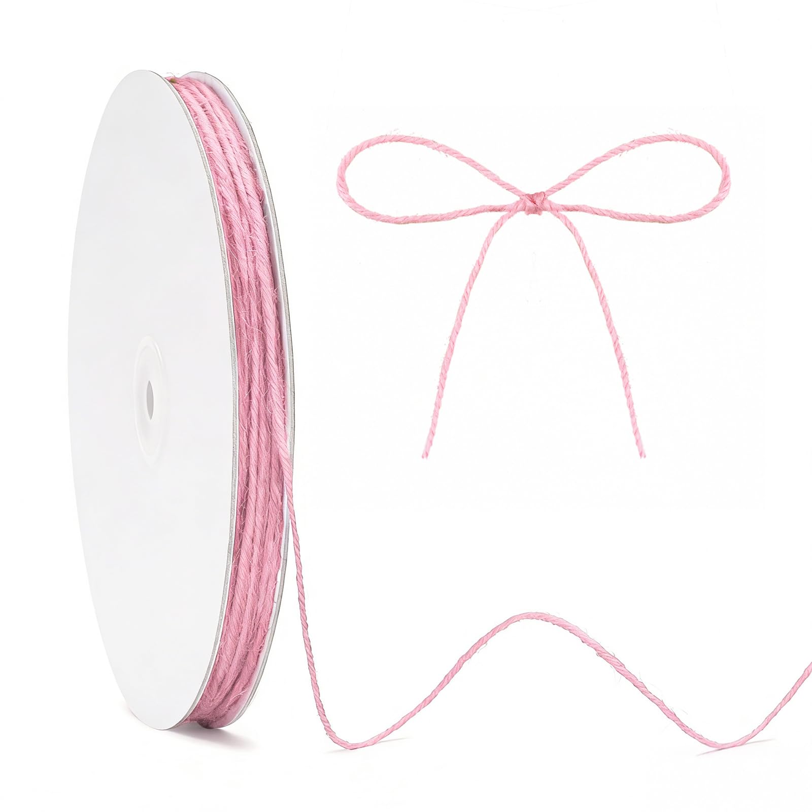 KINGLAKE 100m Pink Jute String, 2mm Hemp Thin Rope String for Gift Wrapping, Crafts, Christmas Decorations, Valentine's Day Presents