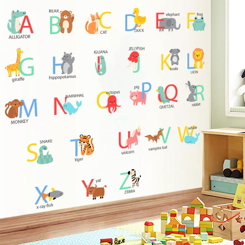 Maaghi Cartoon Animals - Dinosaur - Fruit with ABCD English Alphabets Kids Education Nursery Pre School Wall Sticker (Multicolor,Size - 90 Cm X 29 Cm) (ABC-Animal) 3