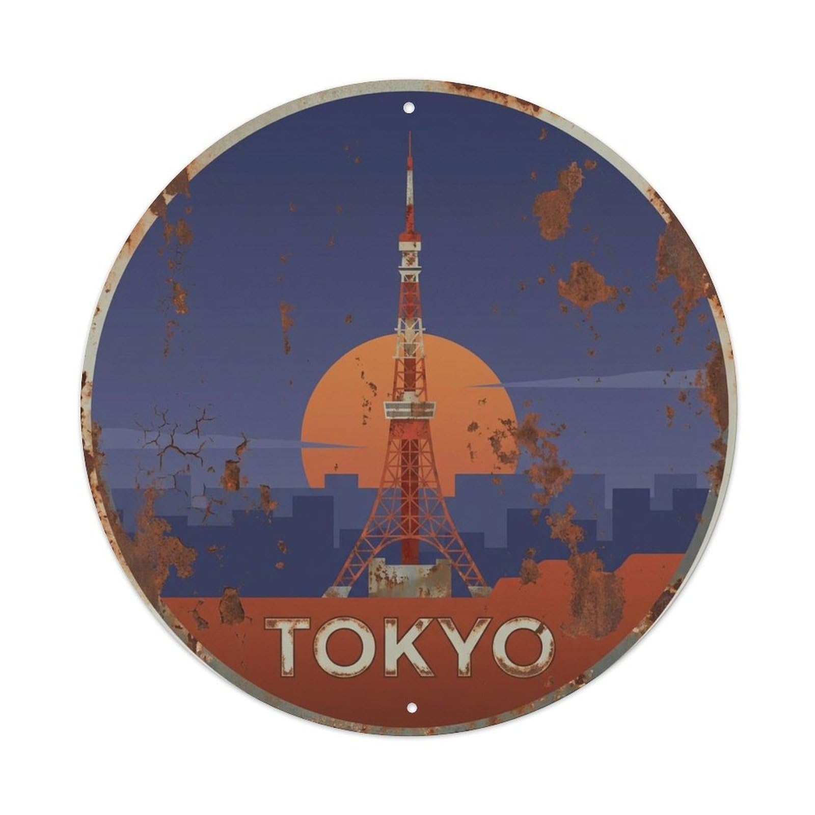 Tokyo Japan Metropolis Travel Colorblock Cultural Route Metal Tin Sign