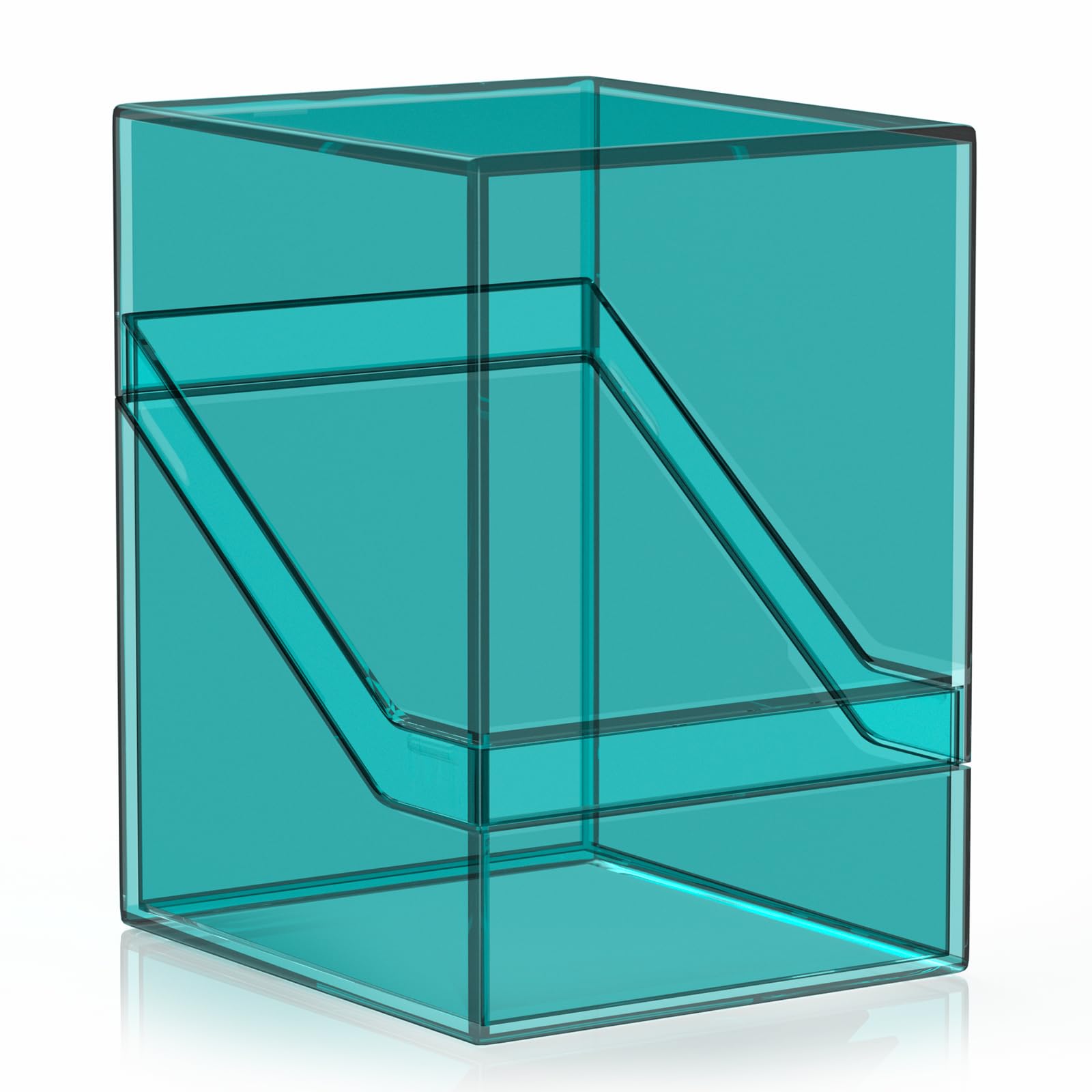 Mlikero Card Deck Cases, Acrylic Commander Deck Box Holding 100+ Sleeved Cards with Dividers, Clear Card Storage Box Fit for MTG, TCG, Sports Cards (Mint Blue) — image 1