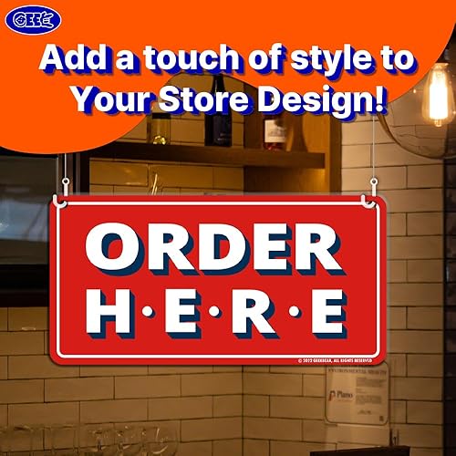 Miniatura 10 de GEEKBEAR Letreros para pedir aquí y recoger aquí (negro)  Paquete de 2, 12 x 6 pulgadas  Diseño premium que no se decolora con ganchos especiales