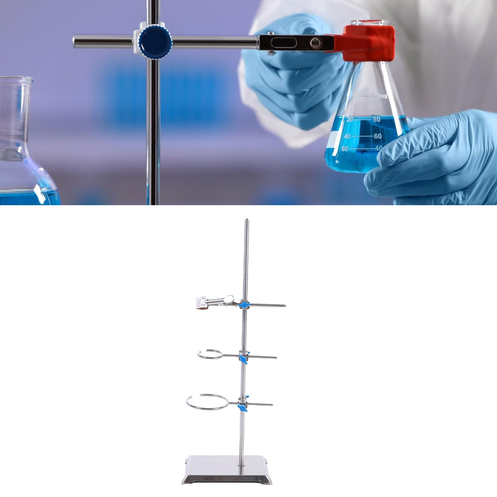 Generic Juego de Soporte de Laboratorio, Soporte de Laboratorio de Material Premium de Acero Inoxidable para Estable en Experimentos de Física y Química