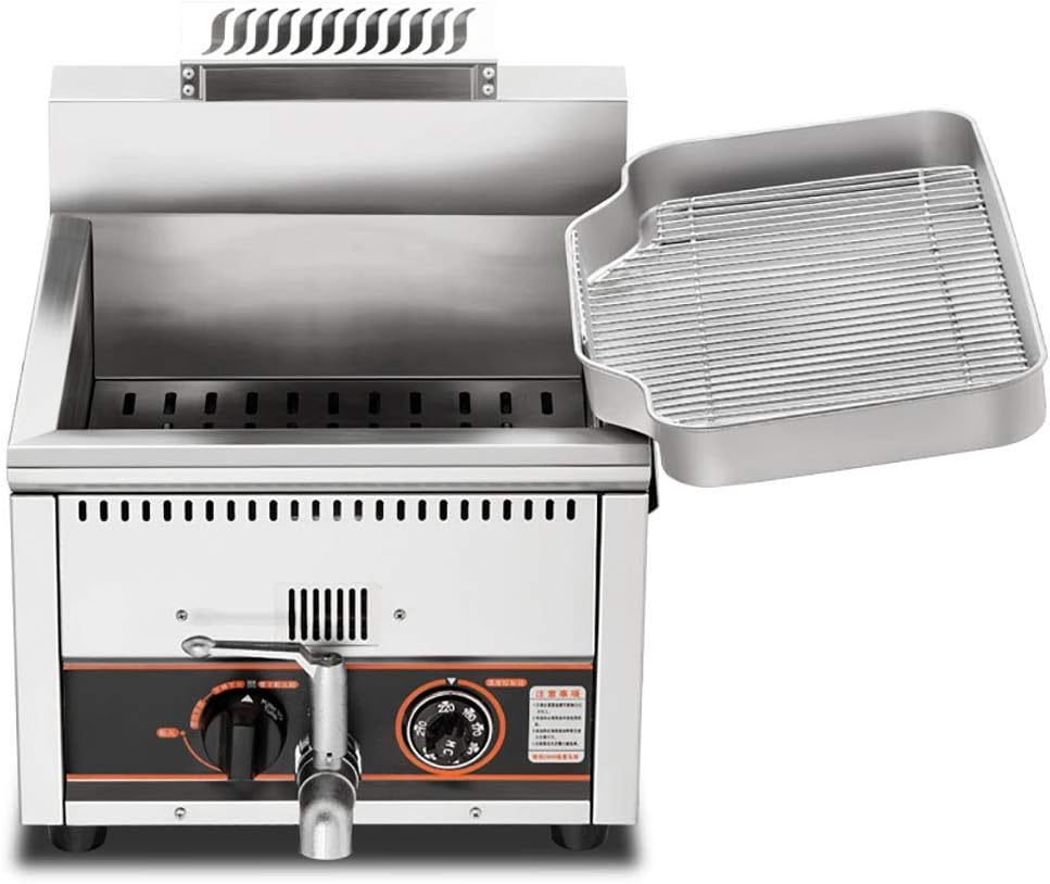 15L Chip Pan Fryer Deep Fat Gas Heavy Duty Stainless Steel Fryer Commercial Frying Pan Fries Machine Over-Heating Protection