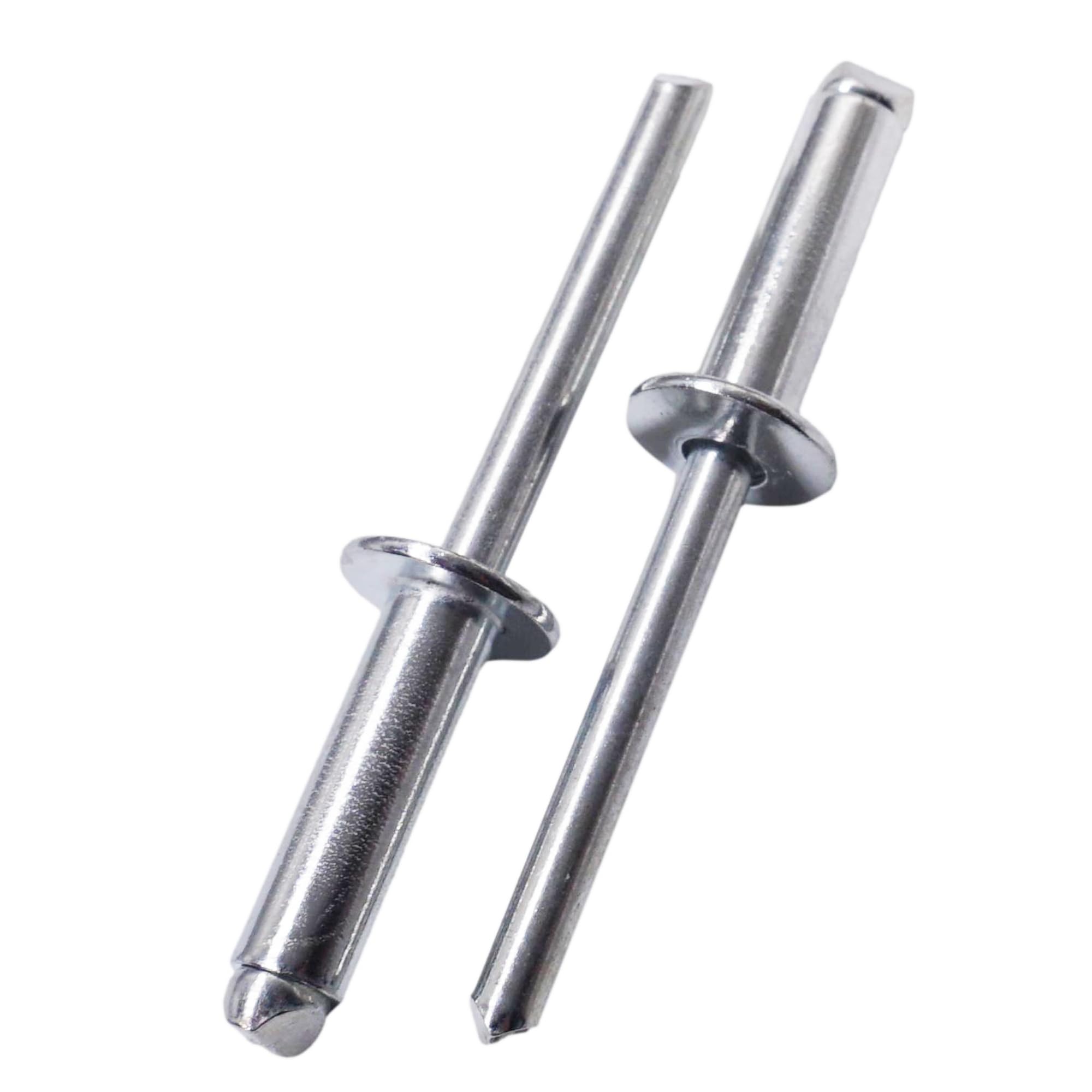 SKIR'CO (50 pcs) Zinc Plated Steel Blind Rivets 6.0 x 18 mm, Steel Mandrel, Pop Rivets, Dome Head, DIN 7337 Rivets