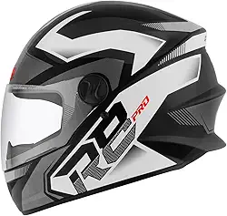 CAPACETE FECHADO PRO TORK R8 PRO BRILHANTE PRETO - PRATA TAM. 60
