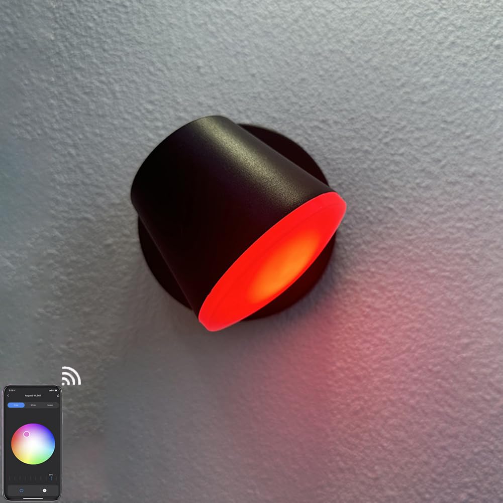 LED Außenwandleuchte 360° Drehbar RGB Dimmbar Außenlampe mit APP Steuerung Timer Wandlampe Innen Außen Wasserdicht IP65 Außenleuchte RGB Farbwechsler, über Smart App steuerbar Wandbeleuchtung