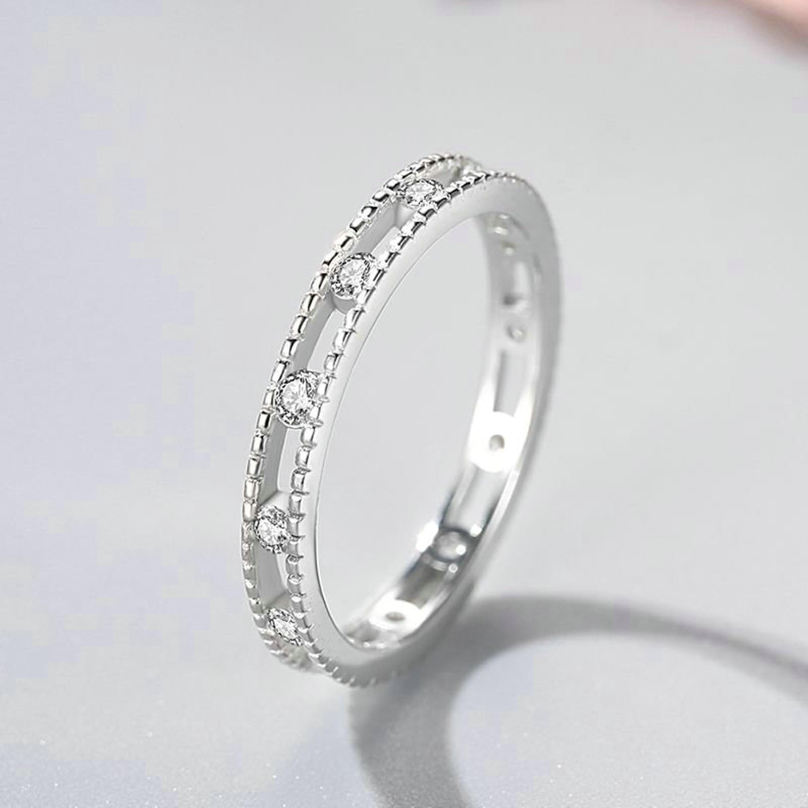 Anello di fidanzamento in platino, anello per fidanzata, diamante sintetico, bianco, misura 62 (19,7)