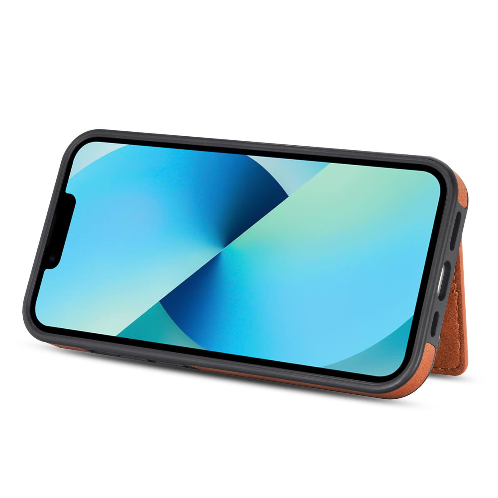 Etui do iPhone 14/14 Pro/14 Plus/14 Pro Max, skórzany portfel z 2 przegródkami na karty, z klapką, etui na telefon komórkowy, zapięcie magnetyczne, etui ochronne, czarne, 14 Plus 6,7"