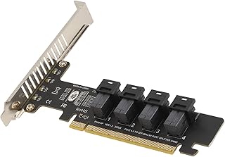 4 Port PCIE to U.2 Adapter Card, PCIE X16 to 4 Port SFF8643 SFF8639 U.2 NVME SSD Adapter PCIE Split Expansion Card with LED Indicator