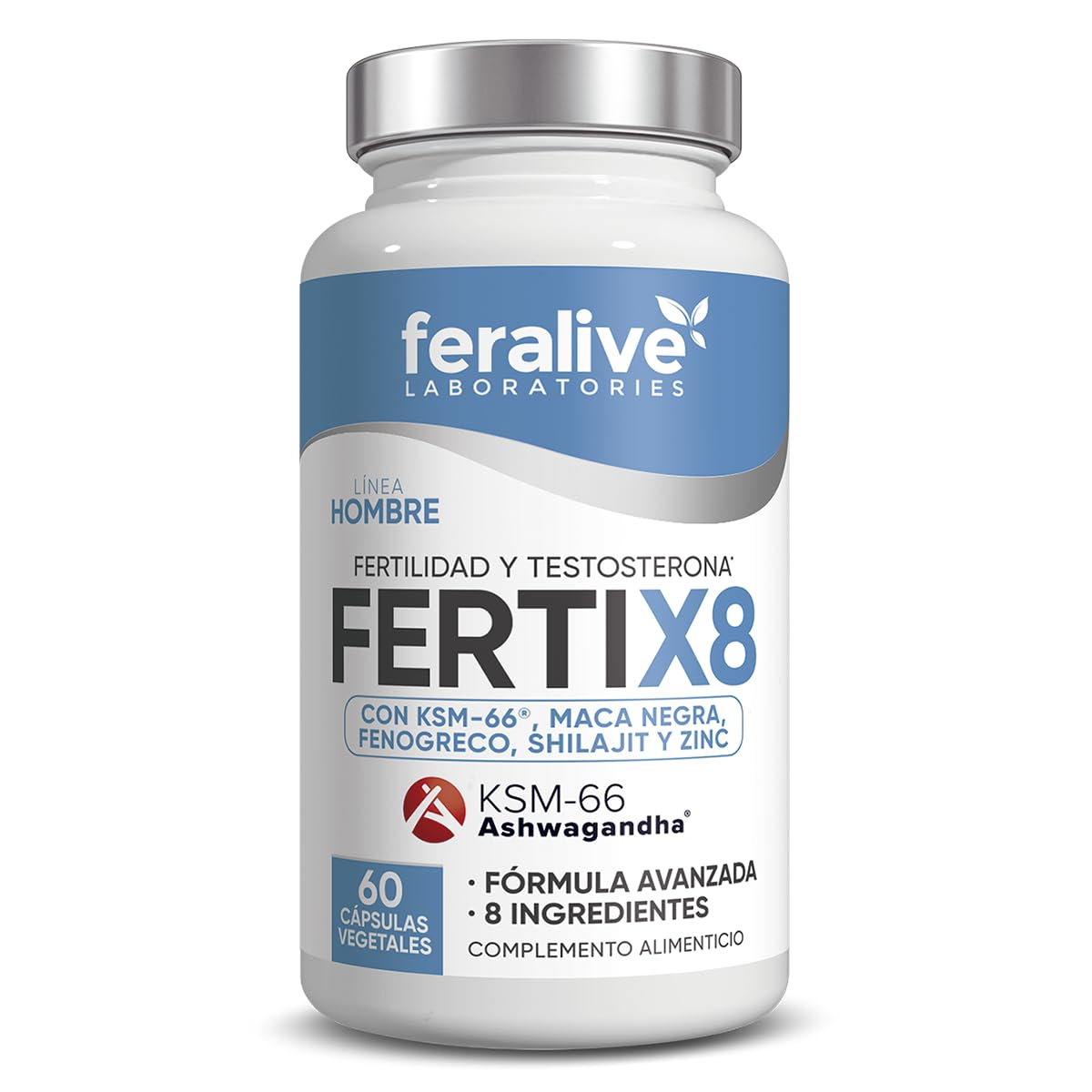 FERTI X8 60 Cápsulas – Maca Negra + KSM-66® Ashwagandha + Fenogreco + Shilajit + Zinc – Suplemento para Fertilidad Masculina, Testosterona y Vitalidad
