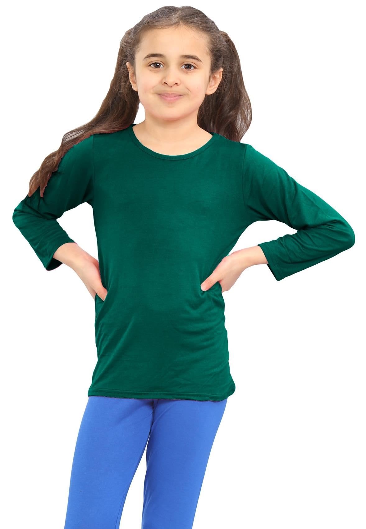 Camiseta lisa para niños, paquete de 3 camisetas escolares de cuello redondo para niñas, camiseta de manga larga para niños, camiseta básica elástica de verano, camiseta deportiva ligera