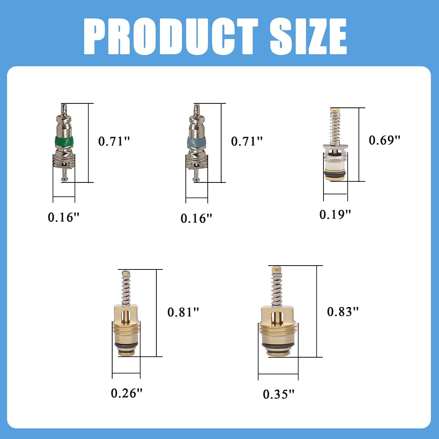 Diking R134a R12 A/C HVAC Air Conditioner Schrader Valve Stem Core Remover Tool (102Pcs)