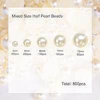 Vista 3 de Cuentas de perlas de parte trasera plana para manualidades, cuentas de media perla de 5/6/8/10/0.472 in para manualidades, accesorios de bricolaje