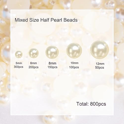 Miniatura 9 de Cuentas de perlas de parte trasera plana para manualidades, cuentas de media perla de 568100.472 in para manualidades, accesorios de bricolaje,