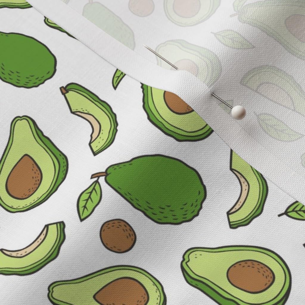Spoonflower Fabric - Avocado White Smaller Tiny Small Vegetable Food Vegetables Printed on Petal Signature Cotton Fabric Fat Quarter - Sewing Quilting Apparel Crafts Decor