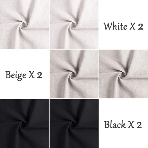 Miniatura 4 de Kissbuty - 6 piezas de tela de lino para ropa, manualidades, decoración de macetas, bordado de punto de cruz, 19.6 x 19.6 pulgadas (blanco, beige y