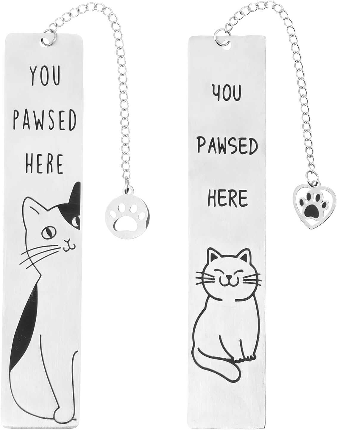 Cat Dog Bookmark 2 PCS Cute Cat Gifts Funny Bookmark Gift Silver Animal Metal Book Marks Cats Lovers Gift for Women Men Readers for Valentine's Day Friends Coworkers Books Reading Accessories