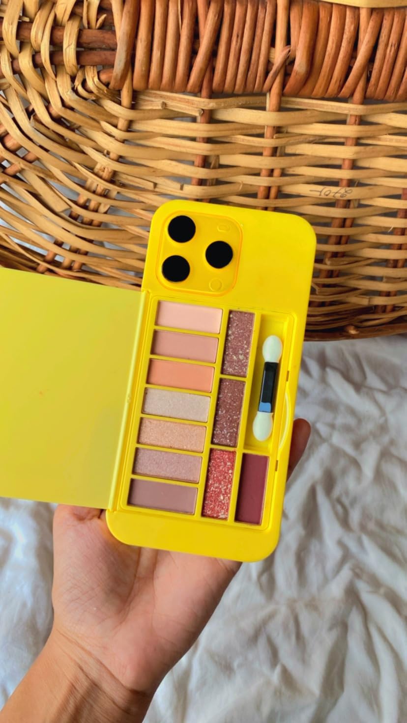 Mobile 14 Pro Max Shaped 11 Color Eyeshadow Palette with Mirror Back (Yellow Palette)