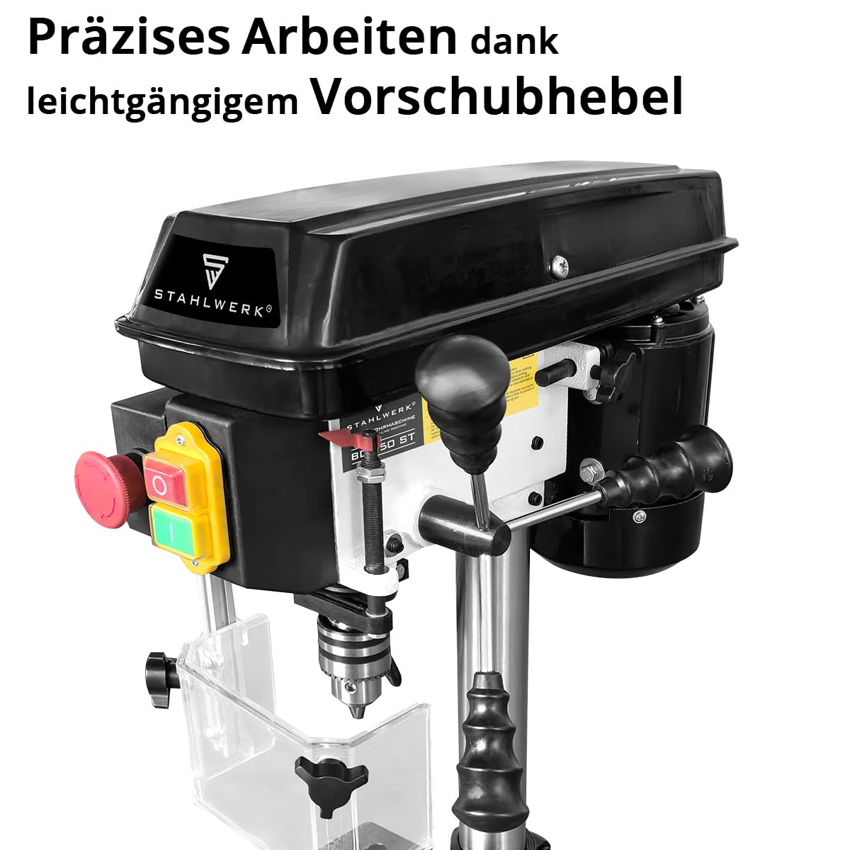 STAHLWERK Tischbohrmaschine 350 W – Bohrdurchmesser Ø 1,5-13 mm, 620-2.620 U/min, präzise Säulenbohrmaschine für Heimwerker, Metall- und Modellbau, robuster Bohrtisch, Metallfuß für stabilen Stand