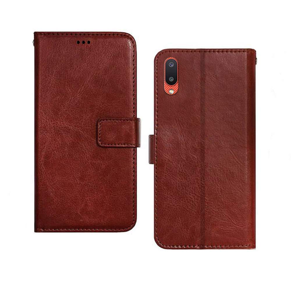 Pinaaki Enterprises Samsung Galaxy M02 Flip Case | Premium Leather Finish | with Card Pockets | Wallet Stand |Complete Protection Flip Cover for Samsung Galaxy M02 - Brown (B08XMZSF9B) Amazon Price History, Amazon Price Tracker