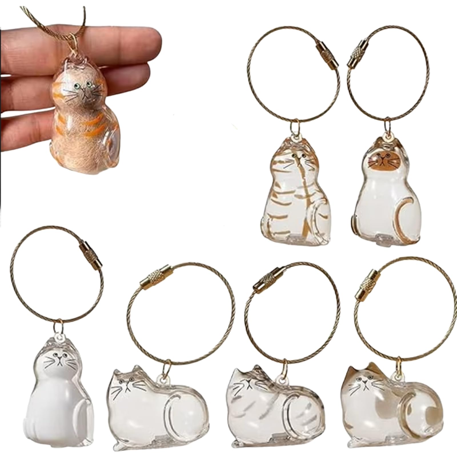 Cat Hair Holder Keychain, Cat fur Keepsake Keyring, Pet Hair Storage Capsules Transparent Cats Hairs Storage Bottle Cute Pet Memorial Gifts for Cats Dog Lover (2 pcs)