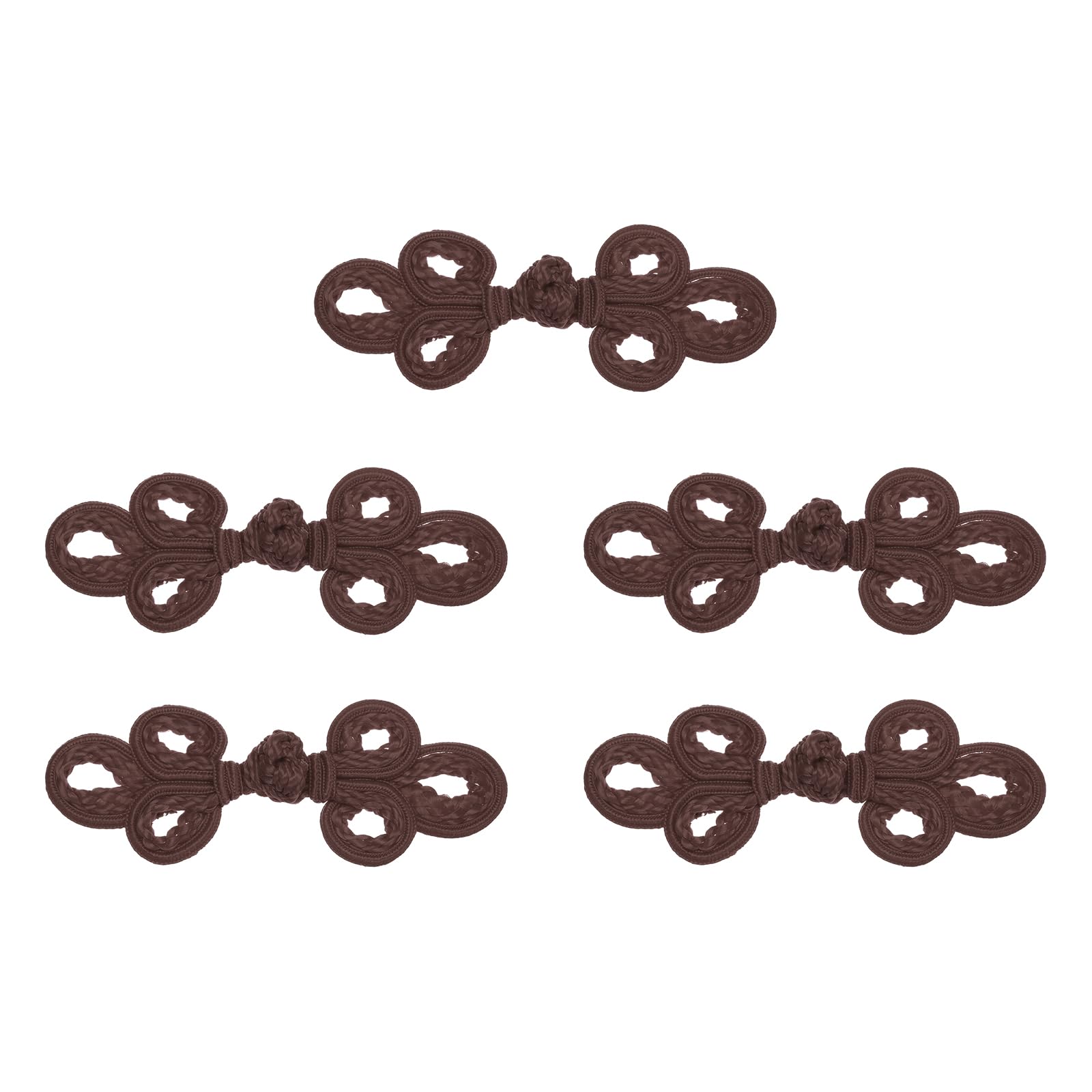 sourcing map 5 Pairs Chinese Knots Frog Buttons Closure Dark Brown Sewing Buttons Fasteners for DIY Sewing Coats Cloak Sweater Bridal Costume Outfit