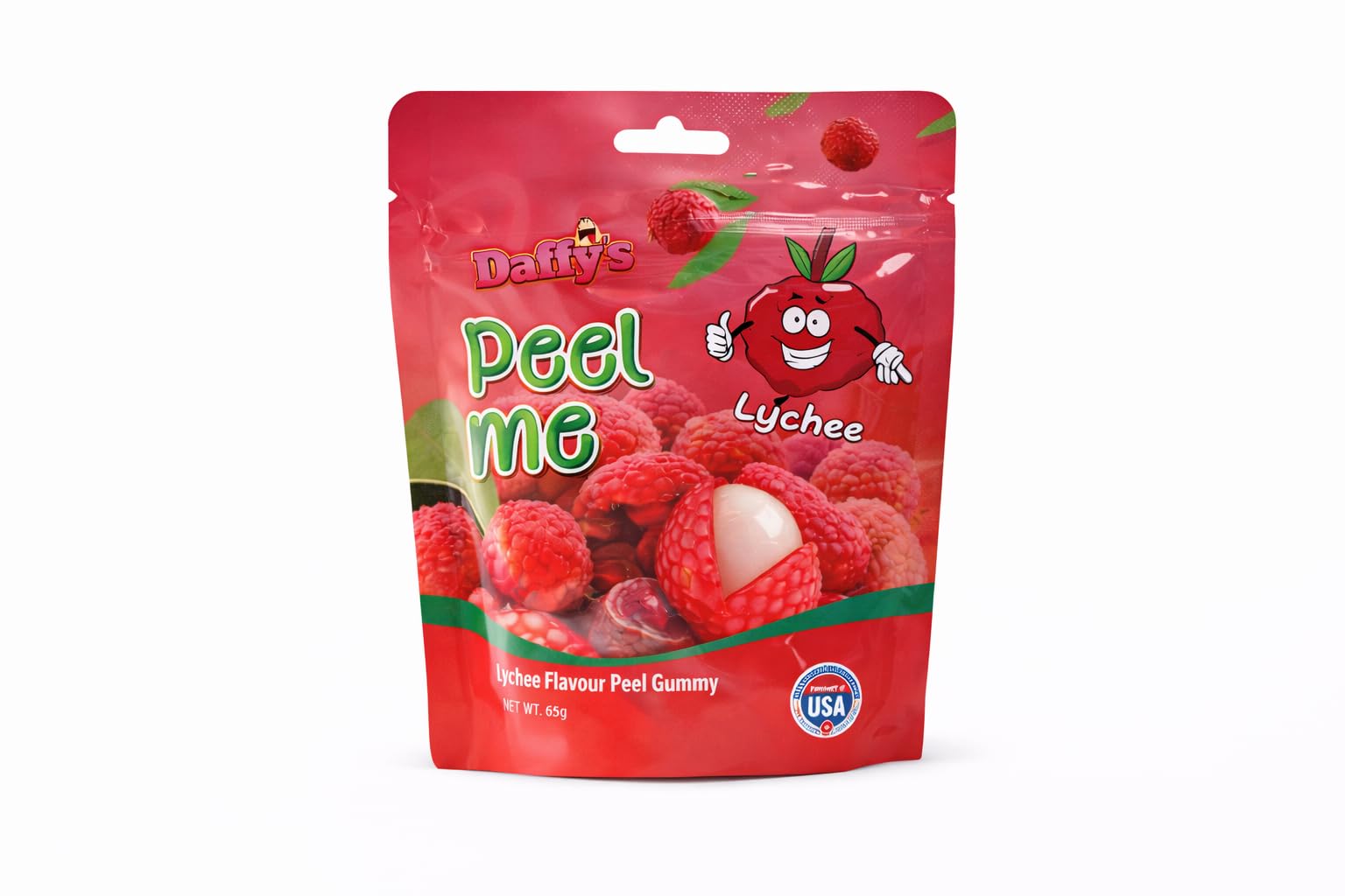 Daffy's Peel Me Mango Flavour Peel Gummy Candy peeling sweets real fruit juice, 65g (LYCHEE)