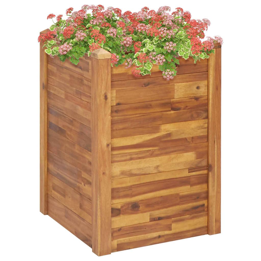 vidaXL Garden Raised Bed - Large Square Planter for Vegetables, Flowers, and Herbs - Outdoor, Stackable, Weather Resistant - Made of Solid Acacia Wood