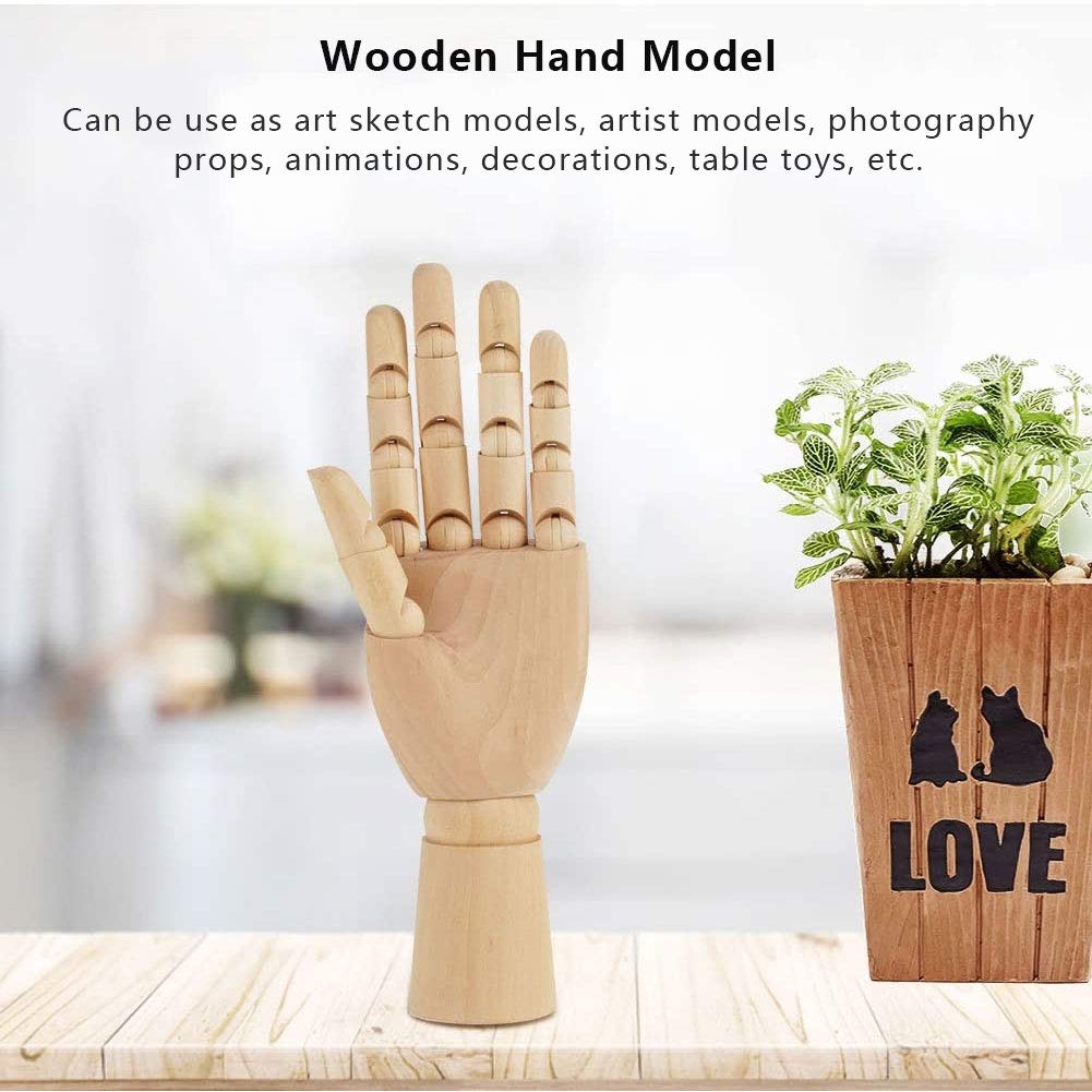 Wooden Hand Model, Flexible Artists Hand Figure Sketching Model Drawing Mannequin Hand Solid Wood Decoration for Home Office Desk