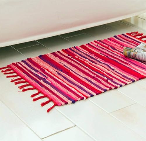 Miniatura 5 de Zeafeel Chindi - Alfombra de trapo, lavable a máquina, reversible, de algodón, tejida a mano, multicolor, a rayas, para dormitorio, sala de estar,