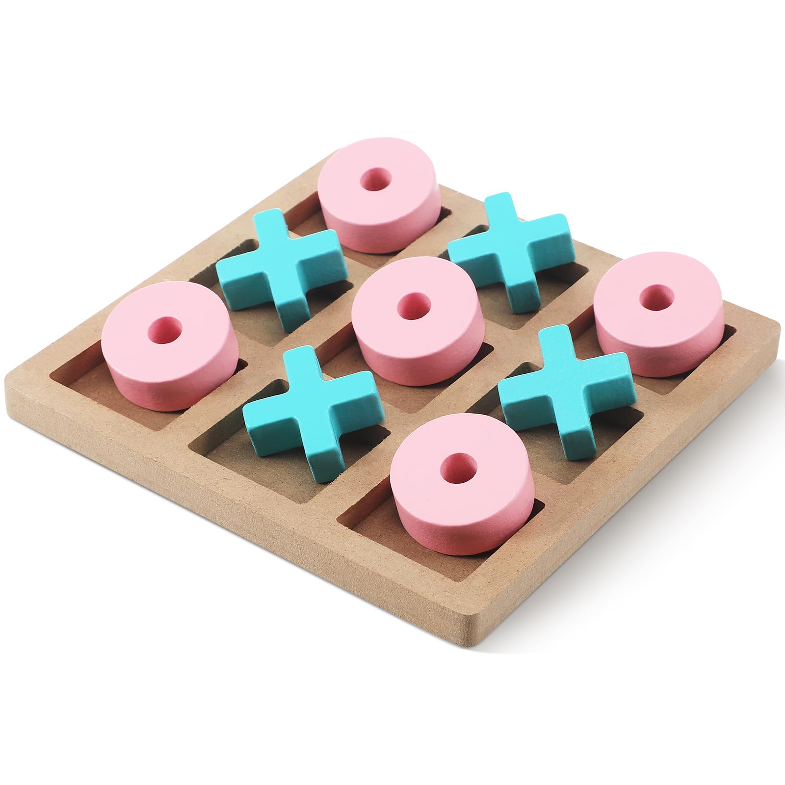 Seenelling Wooden Tic Tac Toe Game Tic Tac Toe Board Game 7 Inch Wood Board Table Top Living Room Decor Fun Family for Family Night Indoor Outdoor