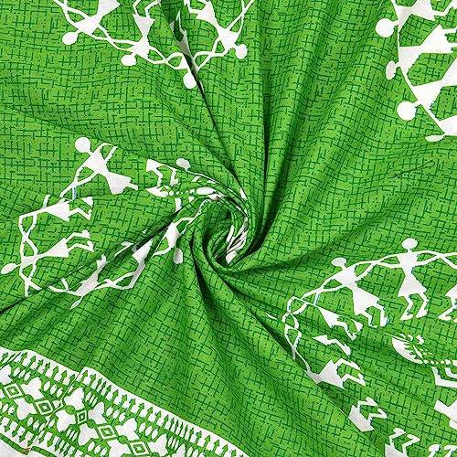 Image of RajasthaniKart Pure 100% Cotton Double Bed Sheet with 2 Pillow Covers (Bedsheet for Double Bed Cton, Green, 5276)