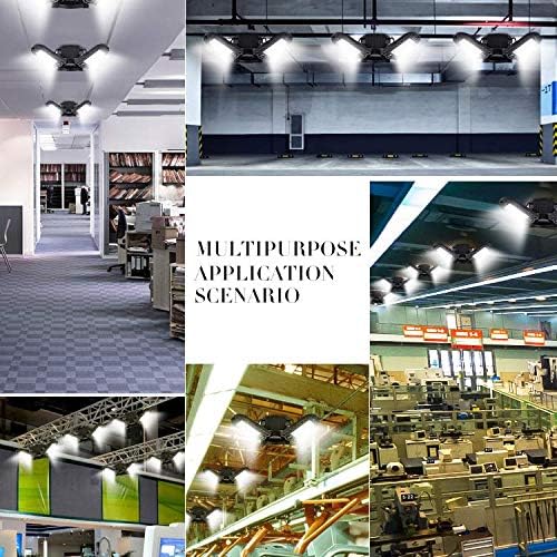 FIMITECH Garage Lights, LED Deformable Garage Light, 6000LM, 60W Ultra-Bright Shop Lightning with 3 Adjustable Panels, Garage Ceiling Light for Workshop