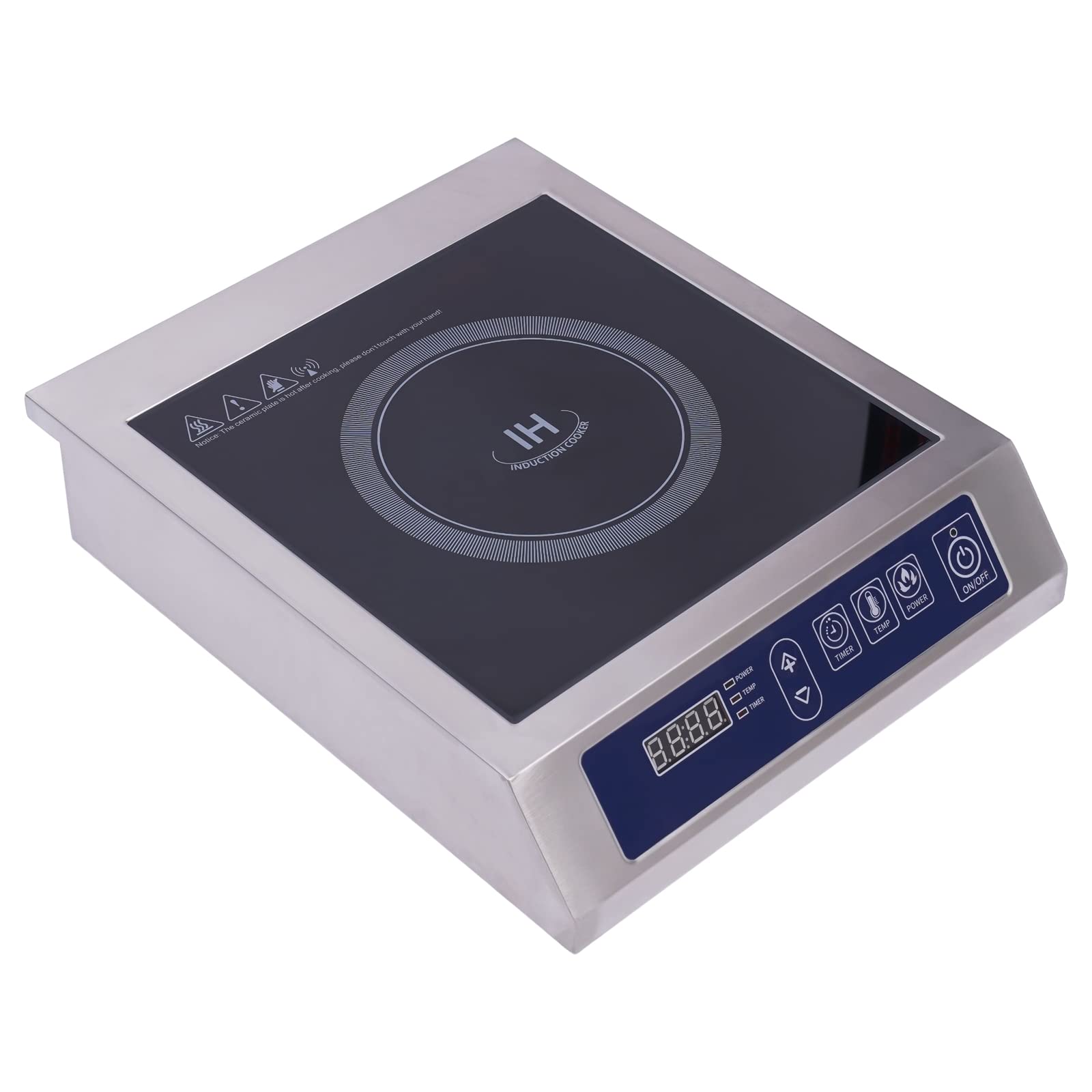 Placa de inducción, placa de inducción portátil, 10 niveles de calor con protección contra sobrecalentamiento, ahorro de energía, para guisar, freír, cocinar, cocinar al vapor, fácil de usar