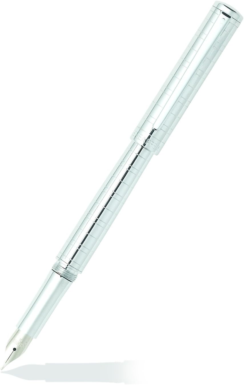 Sheaffer Intensity Medium Nib Fountain Pen, Medici Engraved, Chrome Plate Trim (E0923753)